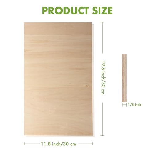 ROBOTIME 6 Pcs Basswood Sheets 1/8, 3mm Basswood for Laser Cutting, 1/8 Plywood Thin Wood Sheets for Craft Projects, 12"x20" - WoodArtSupply