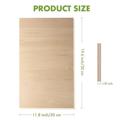 ROBOTIME 6 Pcs Basswood Sheets 1/8, 3mm Basswood for Laser Cutting, 1/8 Plywood Thin Wood Sheets for Craft Projects, 12"x20" - WoodArtSupply