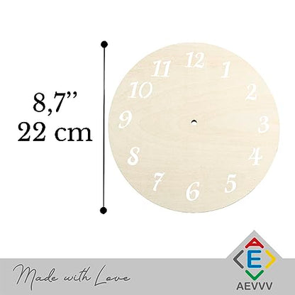 2pcs Unfinished Wall Clock Face for Crafts 8.7", DIY Wood Clock Face Blank, Round Clocks with Laser Cut Numerals, Make Your Own Clock DIY Home Decor - WoodArtSupply