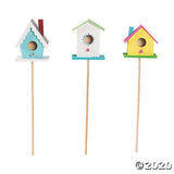 DIY Wood Birdhouse Planter Sticks - Set of 3 Decorative Crafts - Home Activities for Kids Fun Express