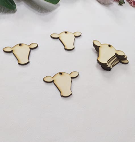 30pcs of Cow Head Wood Blanks, DIY Unfinished Earring Blanks,Cow Head Earring Blanks (2'') XIAOYUE