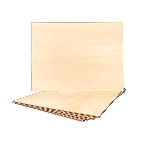 5 Pack Unfinished Basswood Sheet 12x16x3/16 Inch Thick Plywood Board Wooden Rectangle Panels for Lasercuting Burning DIY Crafts Cregugua