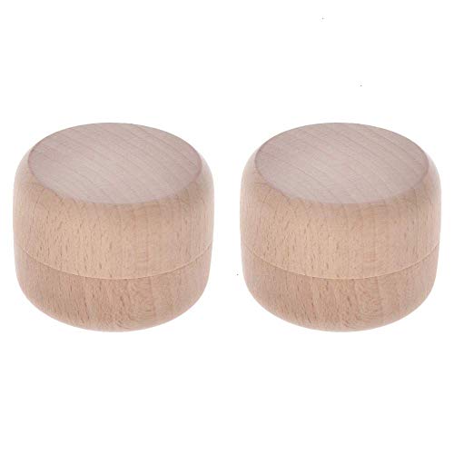 HOLLY TRIP 2PCS Small Round Unpainted Wooden Box, Wedding Ring Jewelry Boxes DIY Storage Trinket Bearer Box Container Case HOLLY TRIP