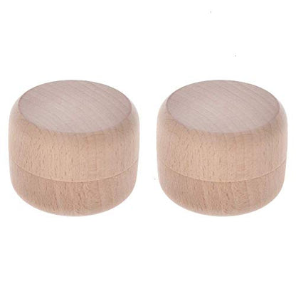 HOLLY TRIP 2PCS Small Round Unpainted Wooden Box, Wedding Ring Jewelry Boxes DIY Storage Trinket Bearer Box Container Case - WoodArtSupply