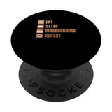 Eat Sleep Woodburning Repeat Funny Pyrography PopSockets Standard PopGrip Pyrographer Artist & Woodburner Apparel For Men