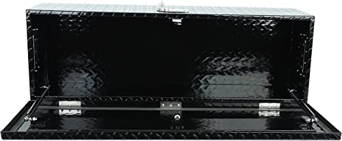 PRFFWK Truck Bed Tool Box Trailer Storage Tool Box Black Aluminum Heavy Duty Pick Up Truck Bed RV Toolbox Diamond Plate with Lock & Keys PRFFWK