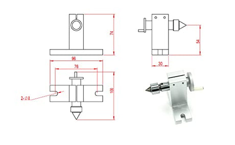 RATTMMOTOR K12-65mm Type Divding Head with 54mm Tailstock, Reducing Ratio 4:1 CNC 4th-Axis A-Axis Rotation-Axis, Indexing Head+K02-63mm 4 Jaw RATTMMOTOR
