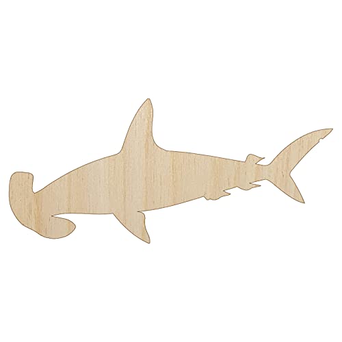 Hammerhead Shark Solid Unfinished Wood Shape Piece Cutout for DIY Craft Projects - 1/8 Inch Thick - 4.70 Inch Size Sniggle Sloth