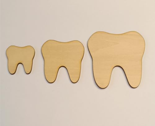 Set of 15 DIY Unfinished Tooth Shape,Tooth Wood Blanks Wooden Tooth Cutout,Wood Shape for Craft Embellishments(2'', Without Hole) RUIXUAN