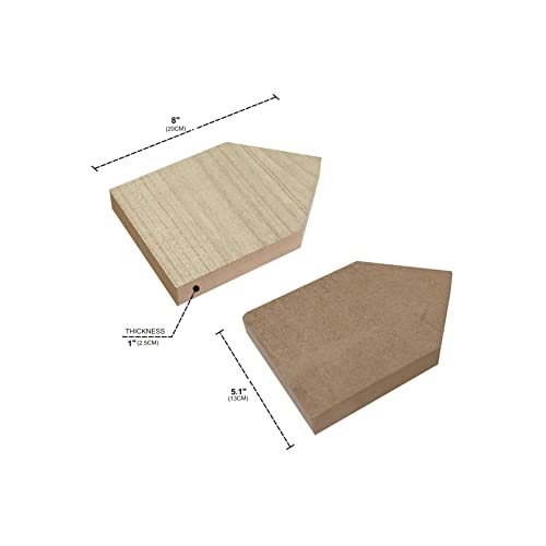4 Pack 8 Inch Wooden House Shape Block Unfinished Wood Farmhouse Cutouts Tabletop for DIY Crafts Memorial Sign,1 Inch Thick MDF Cregugua