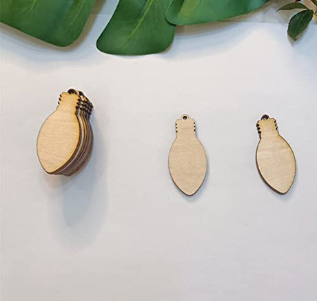30pcs of Christmas Lights Dangle Earrings Sublimation Blank,Unfinished Wooden Light Bulb Wooden Slices Blank Christmas Wooden Hanging Decor (2'') Yuxuanish