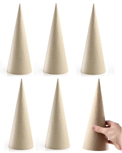 Factory Direct Craft Open Bottom Paper Mache Cones - Pack of 6 Cardboard Papier Mache Cones for DIY Crafts, Gnomes, Holiday Angels, Christmas Trees Factory Direct Craft