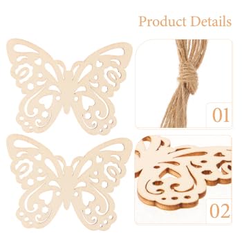 EXCEART 10pcs Unfinished Wooden Cutouts Butterfly Wood Slice Shapes Pieces Wood Discs for DIY Crafts Confetti Hanging Ornaments Table Scatter EXCEART