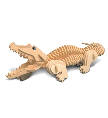 Puzzled 3D Puzzle Alligator Wood Craft Construction Model Kit, Fun, Unique & Educational DIY Wooden Toy Assemble Model Unfinished Crafting Hobby Puzzled