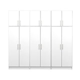 Prepac Elite Functional 6-Piece Garage Cabinets and Storage System Set D, Simplistic Garage Closet Shop Cabinets 16" D x 96" W x 89" H, White, Prepac