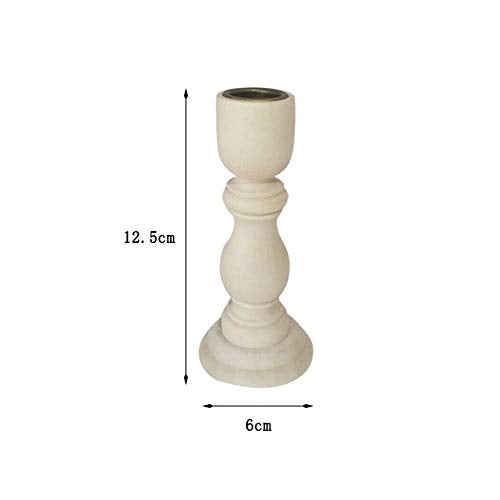 Wooden Candlestick 4.9 Inch Unfinished Wood Candle Holder with Metal Candle Holder Cup for Taper Candles, Home Wedding Party Decorations
