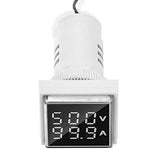 LED Display Voltmeter, Voltage Tester Current Detector Square 22mm Dual Display Panel Voltmeter Ammeter AC 0-100A 60-500V Meter Indicator (White) Hyuduo