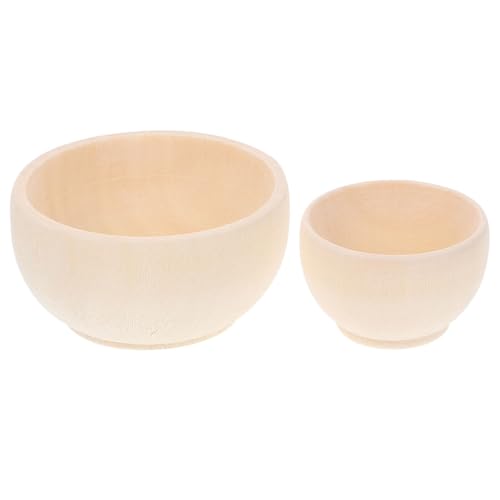 KALLORY Unfinished Wood Bowl 2Pcs Unpainted Blank Mini Wooden Bowls Tabletop Decoration for DIY Painting Graffiti Drawing Craft Basket Stuffers - WoodArtSupply