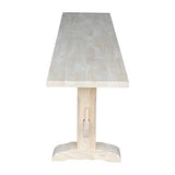 International Concepts Unfinished Solid Hardwood Trestle Bench with Butcher Block Surface for Residential Use, 72"W x 14"D x 17.63"H; Entryway, IC International Concepts