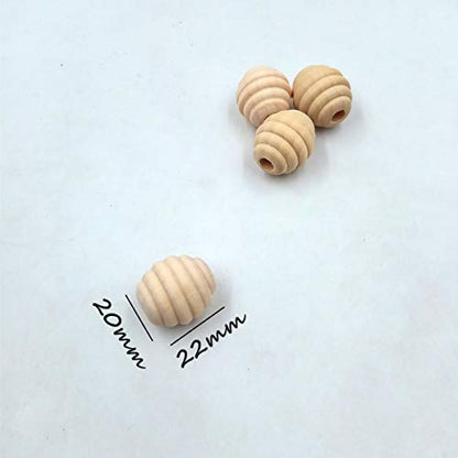 50pcs 20mm Unfinished Wood Threaded Wooden Spacer Loose Honeycomb Round Beehive Beads Home Decoration Accessories DIY Wood Crafts - WoodArtSupply