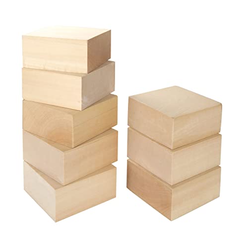 DIRBUY 8 pcs Large Basswood Blocks for Carving and Crafts - 4x4x2 inch DIY Wood Signs - Ideal for Carving Practice, DIY projects DIRBUY