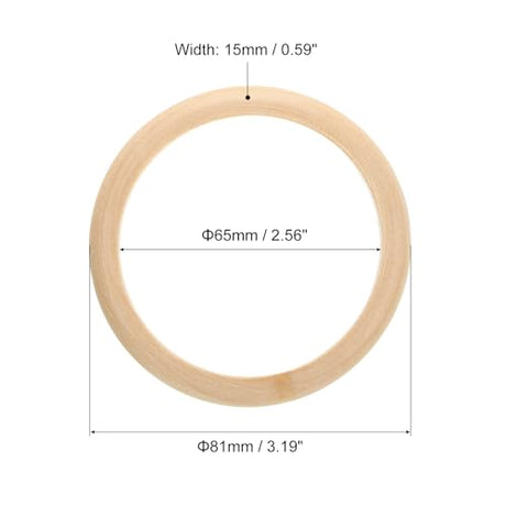 uxcell Wooden Bangle Bracelet, 6Pcs 81mm - Log Retro Macrame Rings, Unfinished Smooth Wood Circle, Wooden Rings for Crafts, Jewelry, DIY Making, Home uxcell