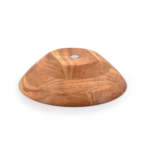 Samhita Acacia Wood Serving Bowl, Fruit Bowl, Friendly and Perfect for Salad, Vegetables and Fruit,Single Salad Bowl (10" x 10" x 3") - WoodArtSupply