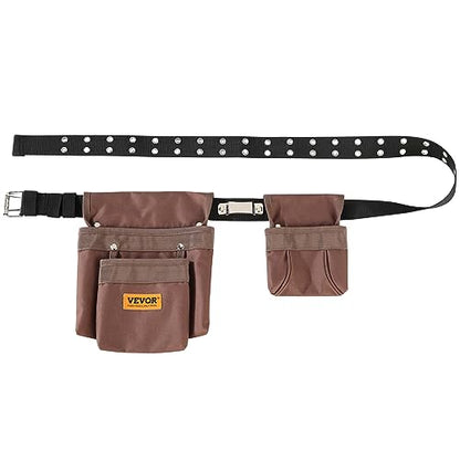 VEVOR Tool Belt, 13 Pockets, Adjusts from 29 Inches to 54 Inches, Polyester Heavy Duty Tool Pouch Bag, Detachable Tool Bag for Electrician, - WoodArtSupply