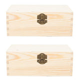 Zerodeko 2pcs Kids Jewelry Organizer Portable Jewelry Organiz Unfinished Wood Crafts Wood Storage Trunk Country Jewelry DIY Wooden Storage Cases Zerodeko