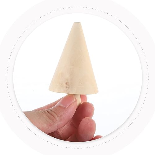 Abaodam 10pcs Mini Wooden Christmas Tree DIY Unfinished Wood Trees Blank Wooden Peg Dolls Unpainted Miniature Trees Statues for Arts Crafts Graffiti Abaodam