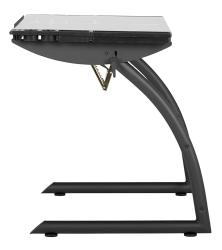 SD STUDIO DESIGNS Triflex Drawing Table, Sit to Stand Up Adjustable Office Home Computer Desk, 35.25" W X 23.5" D, Charcoal Black/Clear Glass