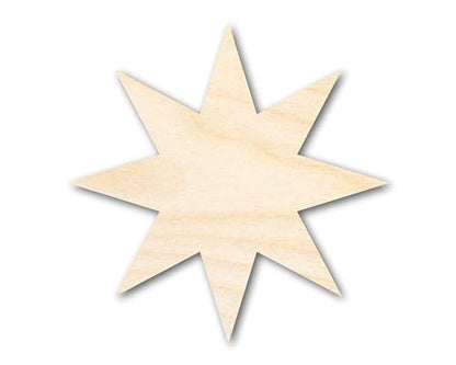Unfinished Wood 8-Pointed Star Shape | DIY Craft Cutout | Up to 36" 14" / 1/8"