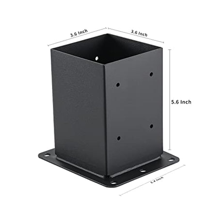 AXWHYS 4x4 Post Base 4 Pcs, (Inner Size 3.6x3.6) Post Anchors, 13GA Thick Solid Steel & Black Powder Coated,Deck Post Brackets Support Deck Base AXWHYS