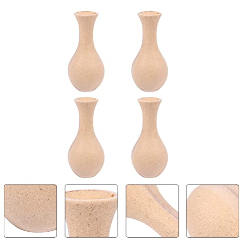 Happyyami 4pcs Unfinished Wood Vase Blank Flower Vase Bud Vase Paint Your Own Vase Natural Flower Container for DIY Hand Painting Flower Craft Kit - WoodArtSupply