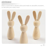 ABOOFAN Unfinished Wooden Peg Doll 6pcs Blank Wooden Peg People with Bunny Ears Mini Unpainted Wooden Figures for DIY Art Craft Painting ABOOFAN