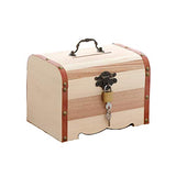 NUOBESTY Wood Treasure Chest Money Saving Jar Chest Piggy Bank Money Safe for Cash Saving Wooden Jewelry Organiser Vintage Luggage Wooden Bank NUOBESTY