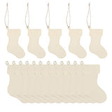EXCEART 50Pcs Christmas Wooden Stockings Cutouts Wooden Pieces Unfinished Wood Slices for DIY Wood Crafts Stockings Embellishments Christmas Tree EXCEART