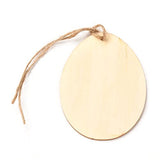 50Pcs Easter Wooden Ornaments Unfinished Wood Egg Bunny Butterfly Flower Shape Hanging Ornaments with Cords for DIY Home Window Decor, Flower Pattern EEE ELECRELIVE
