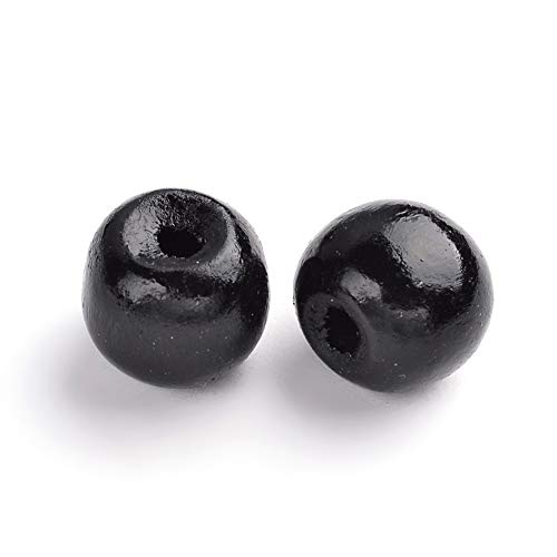 Craftdady 100Pcs Natural Round Wood Ball Spacer Beads 12mm Black Color Round Wood Charm Loose Beads for DIY Jewelry Craft Making with 3mm Hole