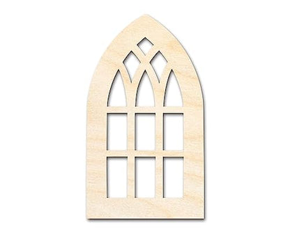 Unfinished Wood Gothic Window Shape | Craft Cutout | up to 24" DIY 7" / 1/4" - WoodArtSupply