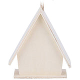 Outdoor Bird Houses, Wooden Birdhouse, 4Pcs Mini Hanging Wooden Bird House with Pole, Bird Nests Cage Ornament Crafts, for Garden Courtyard Decor Haofy
