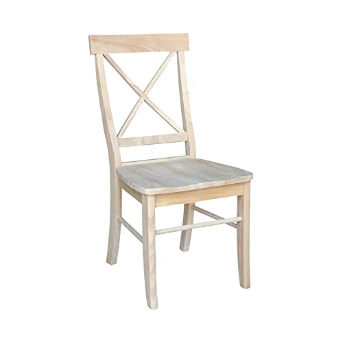 International Concepts Pair of X-Back Dining Chairs, Unfinished Wood IC International Concepts