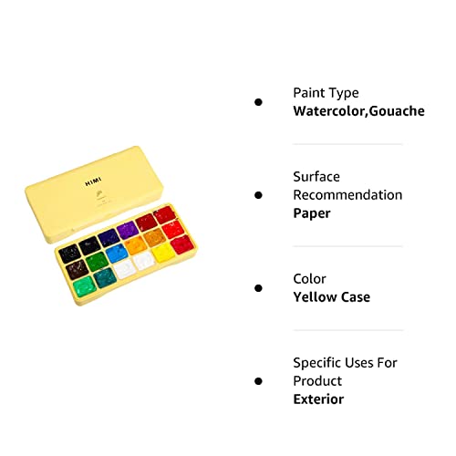 HIMI Gouache Paint Set Jelly Cup 18 Vibrant Colors Non Toxic Paints with Portable Case Palette for Artist Canvas Painting Watercolor Papers, Rich INK LAB