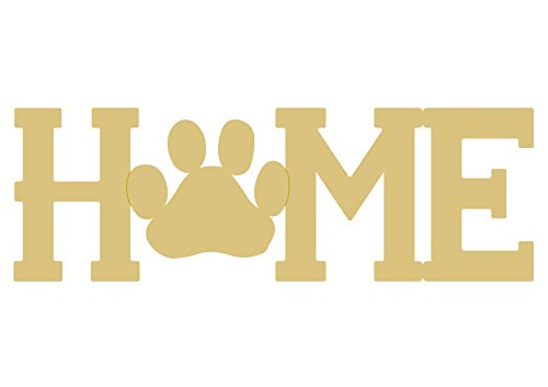 Home Paw Cutout Unfinished Wood Dog Lover Door Hanger MDF Shaped Canvas Style 2 (12") Diverse Woodworking