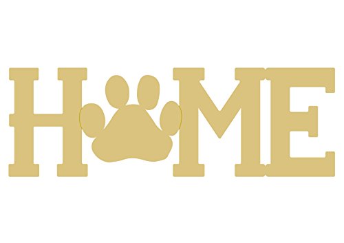 Home Paw Cutout Unfinished Wood Dog Lover Door Hanger MDF Shaped Canvas Style 2 (12")