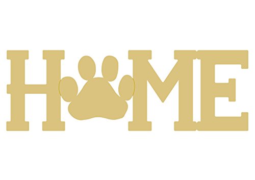 Home Paw Cutout Unfinished Wood Dog Lover Door Hanger MDF Shaped Canvas Style 2 (12") - WoodArtSupply