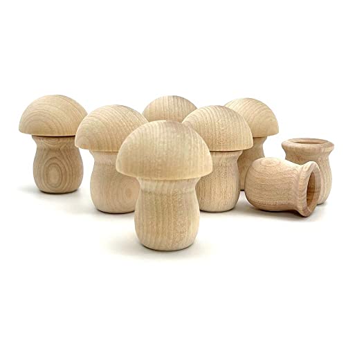 Factory Direct Craft Unfinished Wood Fairy Mushroom Houses Kit - Made in The USA Blank Wooden Bean Pot Candle Holders and Split Balls DIY Wood Factory Direct Craft