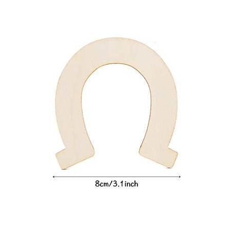48 Pcs Horseshoe Unfinished Wood Cutouts Wooden Horseshoe for DIY Craft, Party,Wedding and Birthday Apol