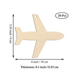 20pcs Airplane Shape Unfinished Wood Cutouts DIY Crafts Plane Wooden Ornaments for Wedding Birthday Baby Shower Party Decoration JANOU