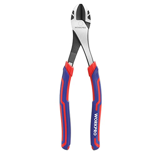 WORKPRO 8 Inch High Leverage Diagonal Pliers, Wire Cutters Heavy Duty in CRV Steel, Diagonal Cutters for Cutting Wires - WoodArtSupply